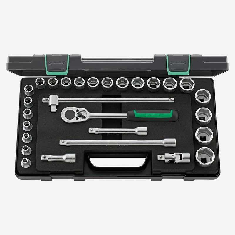 Stahlwille 52/22/6 Socket Set, 1/2" Drive, Metric, 6-Point, 28 Pieces