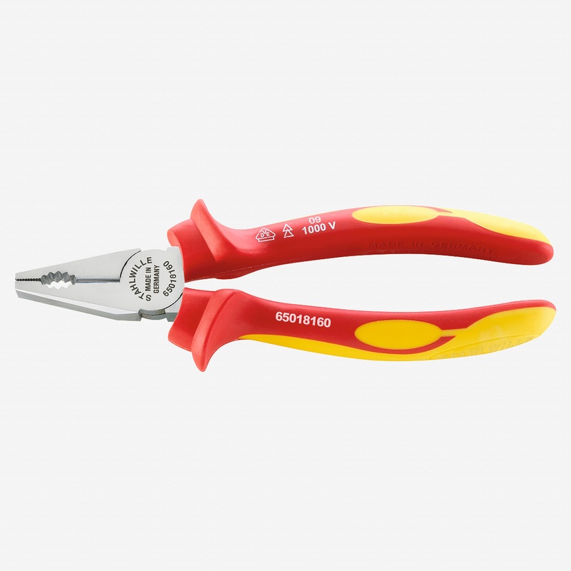 Stahlwille 6501 VDE Combination Pliers, 200 mm, Dip-coated