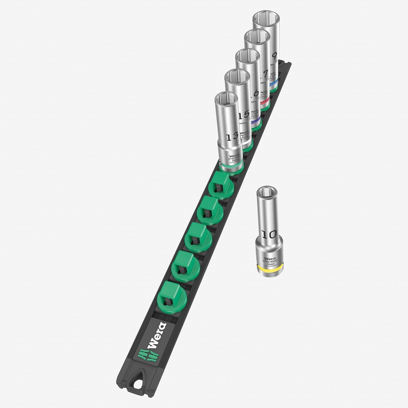 Wera 005470 Metric 1/2" Drive Deep Socket Set with Magnetic Holder, 6 Pieces