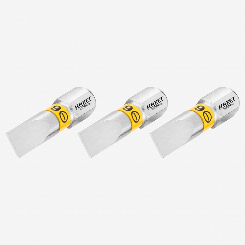Hazet 2208N-9/3 1.0 x 6.0 x 89 mm Slotted Torsion Bit, 1/4" Drive, 3 Pieces