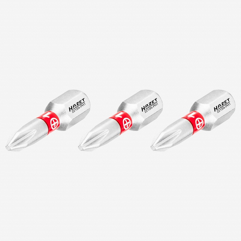 Hazet 2215N-PH1/3 Phillips #1 x 25 mm Torsion Bit, 3 Pieces