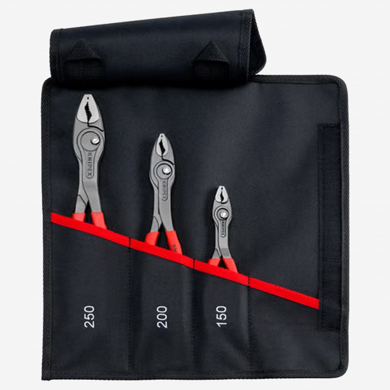 Knipex TwinGrip Slip Joint Pliers Set in Tool Roll, 3 Pieces