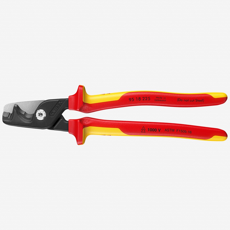 Knipex VDE Insulated StepCut XL Cable Shears, 225 mm, Multigrip Handle