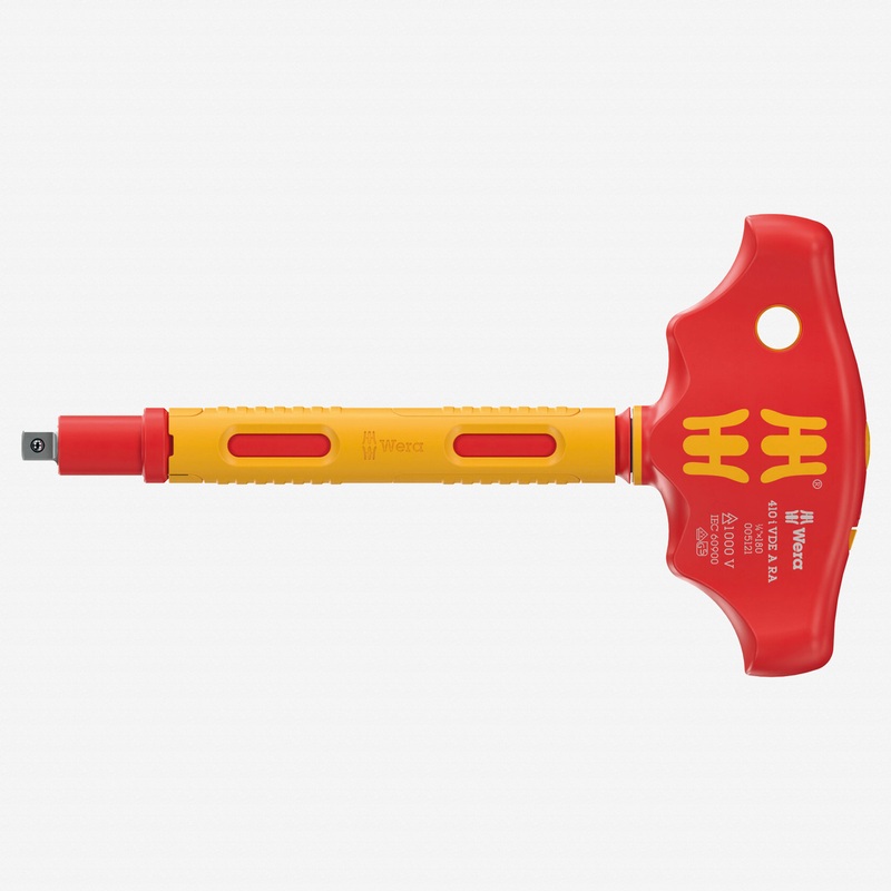 Wera 005121 VDE A RA VDE-insulated Ratcheting T-handle, 1/4" Square Drive
