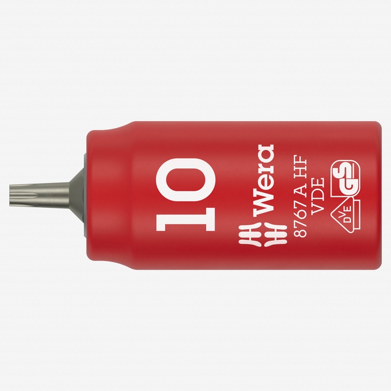 Wera 005920 VDE Insulated T10 Torx Zyklop Bit Socket, 1/4" Drive, with Holding Function