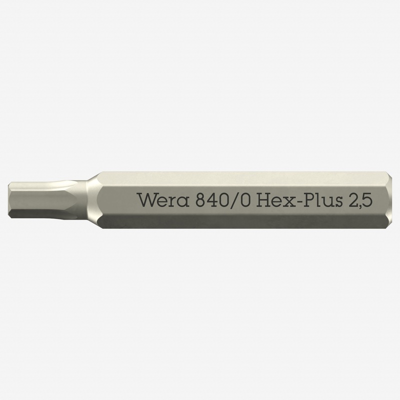 Wera 058112 Micro Bit for 2.5 mm  Inside Hex Screws, 4 mm Hex Drive