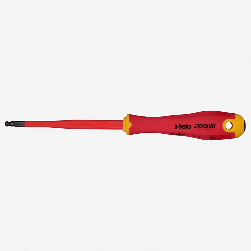 Felo Ergonic VDE E-slim Insulated 5 mm Ball-head Hex Screwdriver, 125 mm