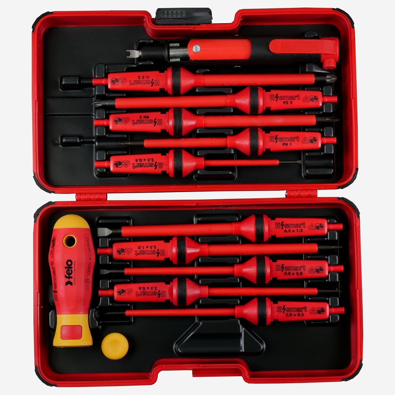 Felo XL-Strongbox E-smart VDE Industry, Slotted/Phillips/Pozidriv/Plus-Minus, 13 Pieces