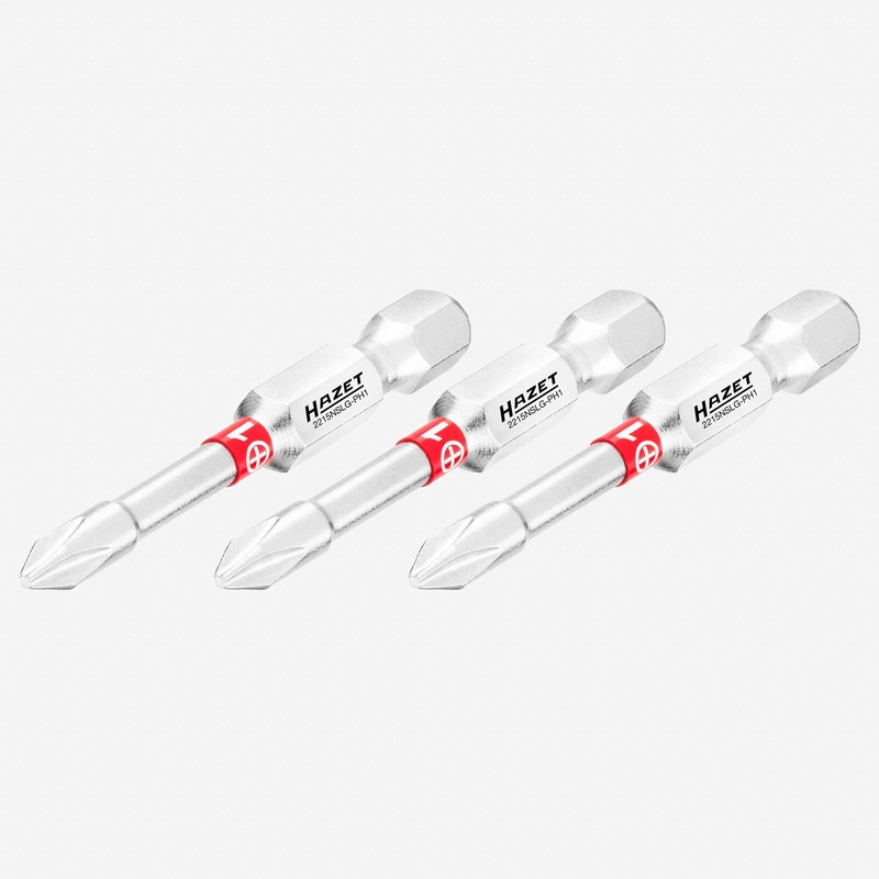 Hazet 2215NSLG-PH1/3 Phillips #1 x 50 mm Torsion Bit, 3 Pieces