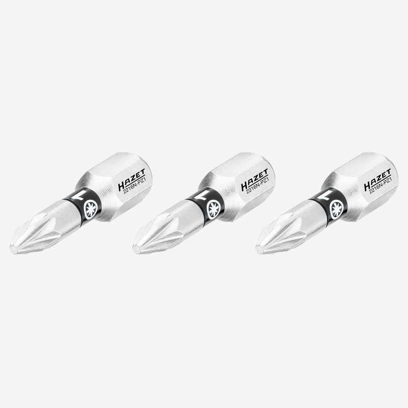Hazet 2216N-PZ1/3 Pozidriv #1 x 25 mm Torsion Bit, 3 Pieces