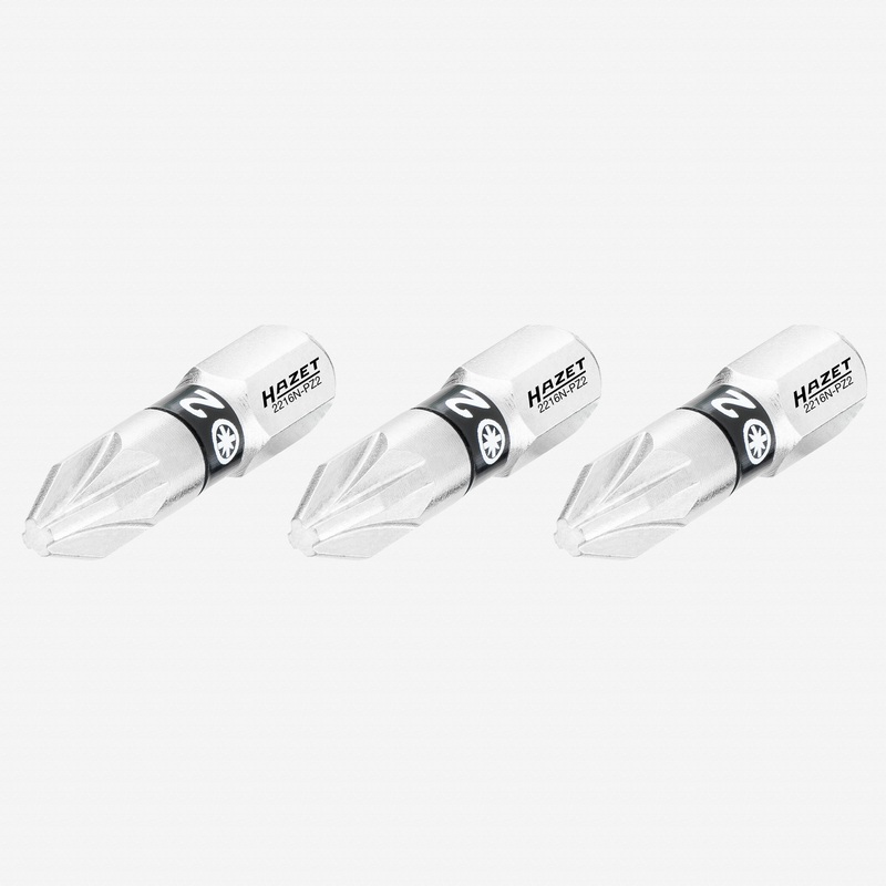 Hazet 2216N-PZ2/3 Pozidriv #2 x 25 mm Torsion Bit, 3 Pieces