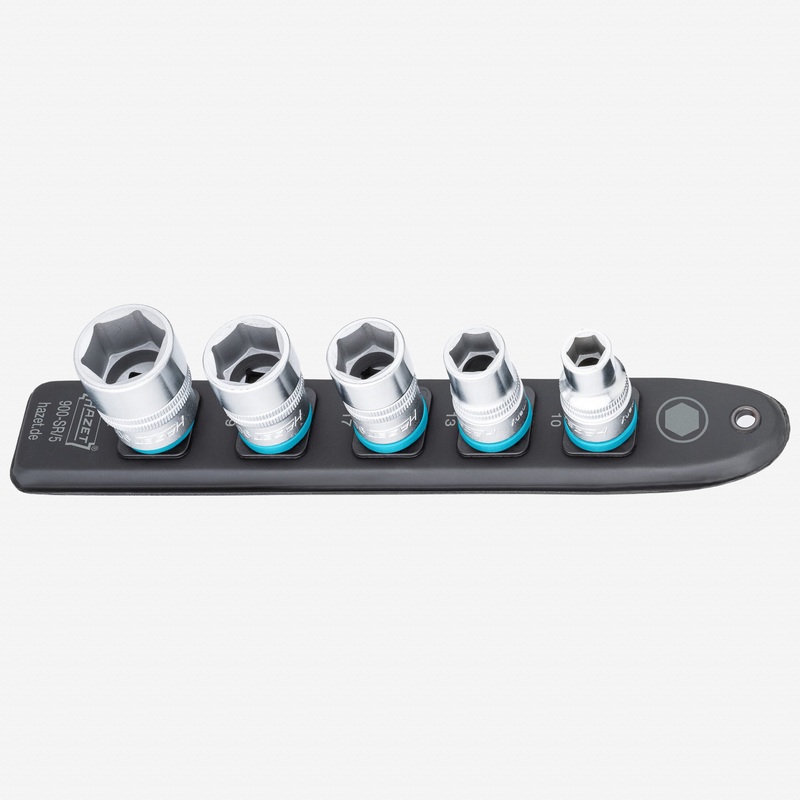 Hazet 900-SR/5 1/2" SmartRail Metric Socket Set, 10 - 22 mm, 5 Pieces