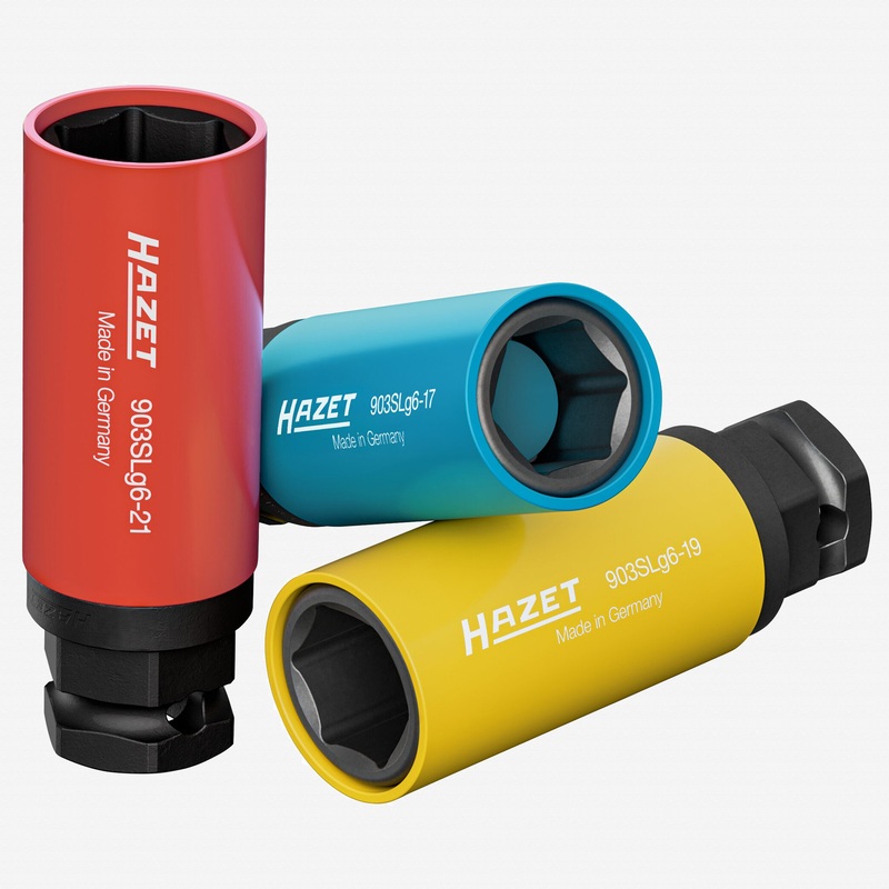 Hazet 903SLg6/3 Outside Hex Impact Socket Set, Metric 17 - 21 mm, 1/2" or 24 mm Drive, 3 Pieces