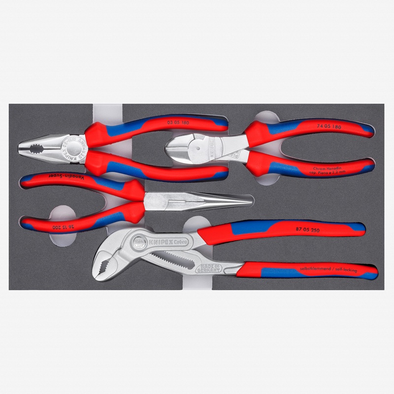 Knipex Chrome-plated Pliers Set in Foam Tray, 4 Pieces