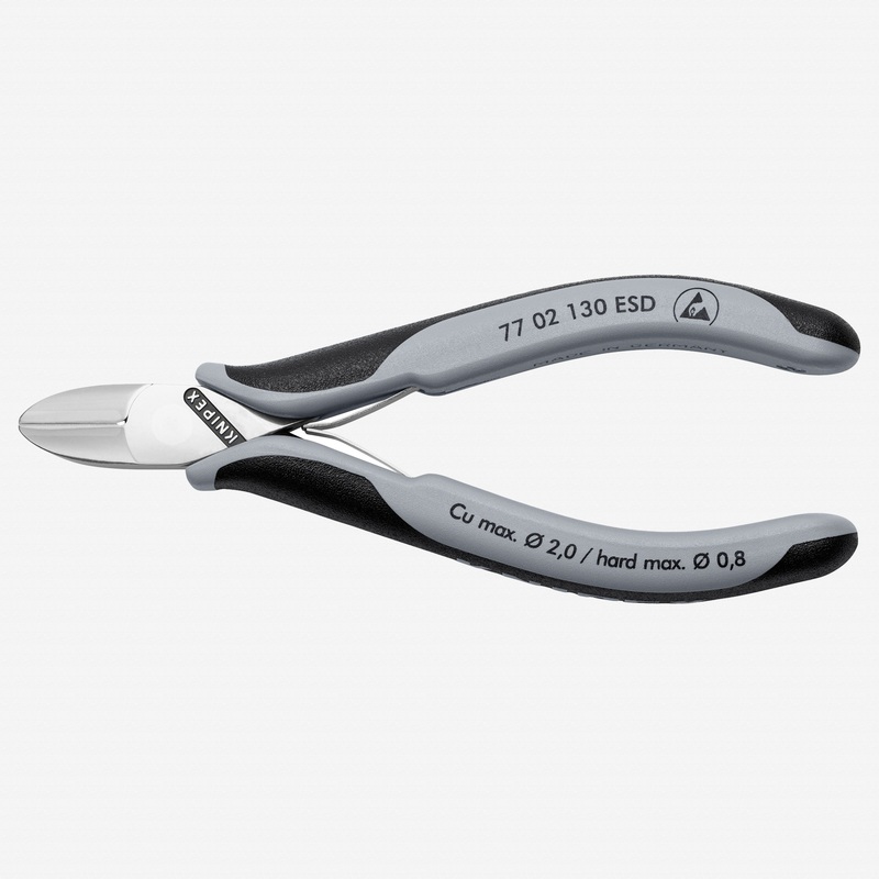 Knipex ESD Electronics Diagonal Cutters with Round Head and Small Bevel, 5 1/4"