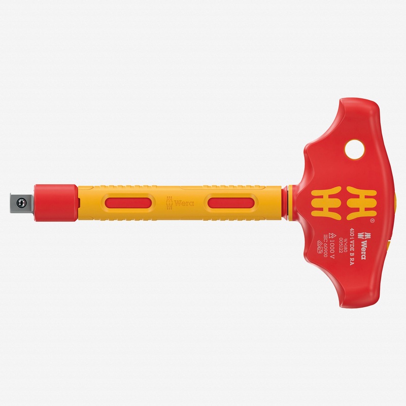 Wera 005122 VDE B RA VDE-insulated Ratcheting T-handle, 3/8" Square Drive