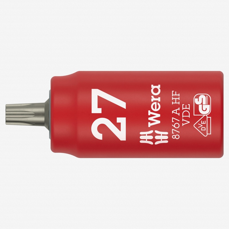 Wera 005924 VDE Insulated T27 Torx Zyklop Bit Socket, 1/4" Drive, with Holding Function