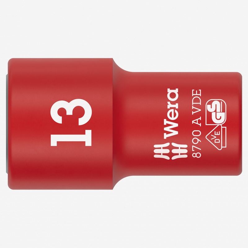Wera 005939 VDE Insulated 13.0 mm Outside Hex Zyklop Socket, 1/4" Drive, 6-point