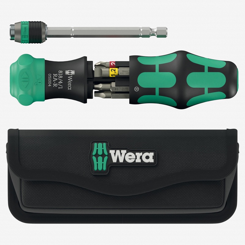 Wera 051516 Kraftform Kompakt 26 RA-R Ratcheting Bitholder with Pouch, 7 Pieces
