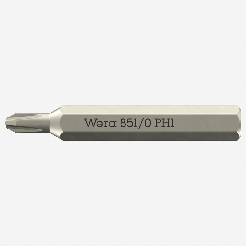 Wera 058122 Micro Bit for Phillips Screws, PH1 x 30 mm, 4 mm Hex Drive