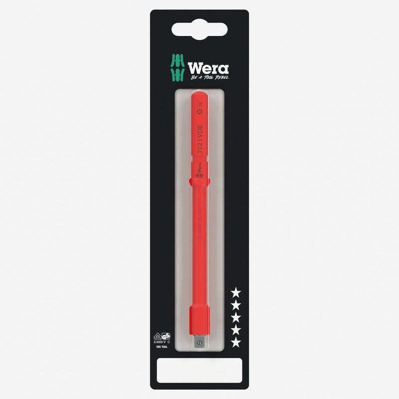Wera 073702 Kraftform Kompakt A VDE 712 i SB Adapter blade, insulated, for 1/4" sockets