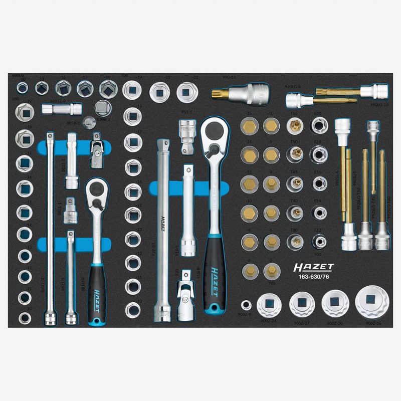 Hazet 163-630/76 Ratchet and Socket Set, 3/8" and 1/2" Drive, Metric 76 Pieces