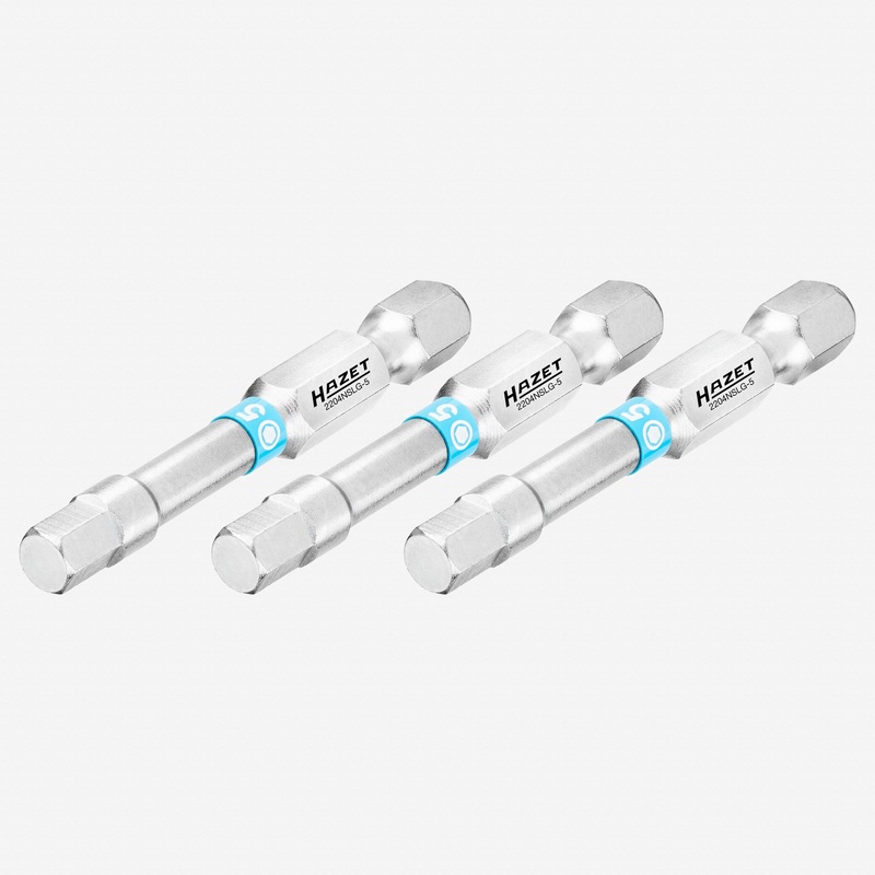 Hazet 2204NSLG-5/3 5 x 50 mm Hex Torsion Bit, 1/4" Drive, 3 Pieces