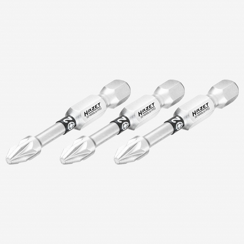 Hazet 2216NSLG-PZ2/3 Pozidriv #2 x 50 mm Torsion Bit, 3 Pieces
