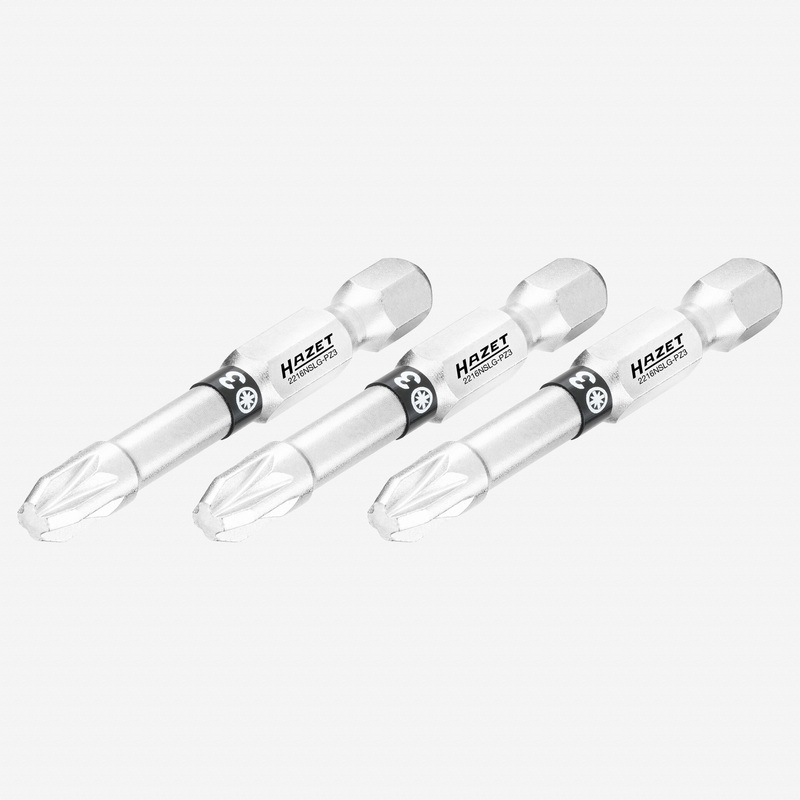 Hazet 2216NSLG-PZ3/3 Pozidriv #3 x 50 mm Torsion Bit, 3 Pieces