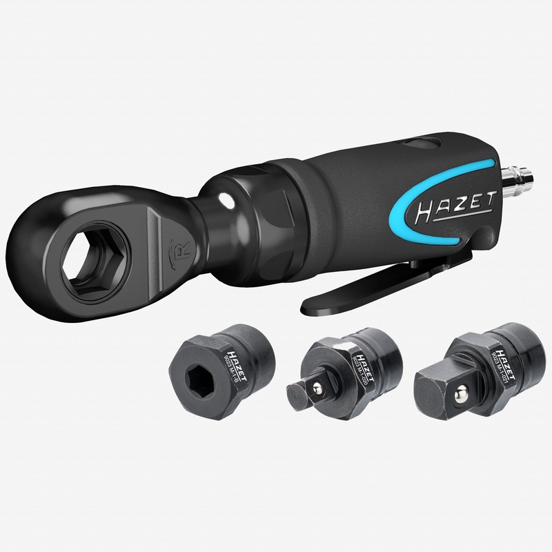 Hazet 9023M-1 Mini Multifunctional Air Ratchet, 1/4" and 3/8" Square Drive, 1/4" Hex Drive
