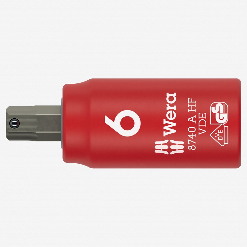 Wera 005903 6 mm VDE Insulated Inside Hex Zyklop Bit Socket, 1/4" Drive, with Holding Function