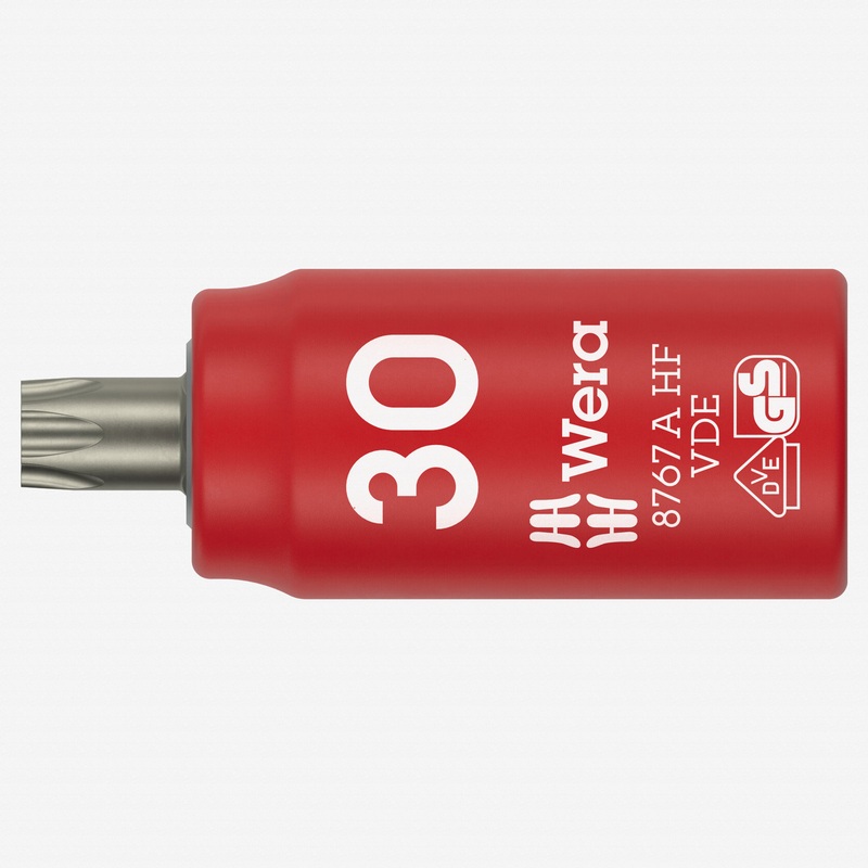 Wera 005925 VDE Insulated T30 Torx Zyklop Bit Socket, 1/4" Drive, with Holding Function
