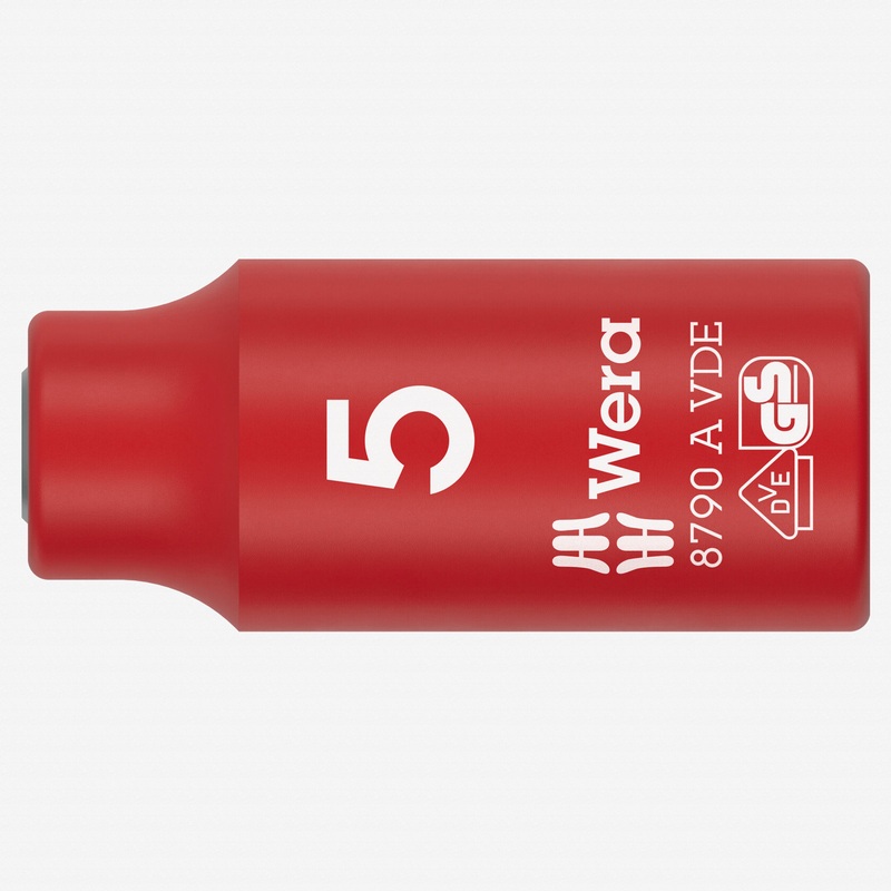 Wera 005931 VDE Insulated 5.0 mm Outside Hex Zyklop Socket, 1/4" Drive, 6-point