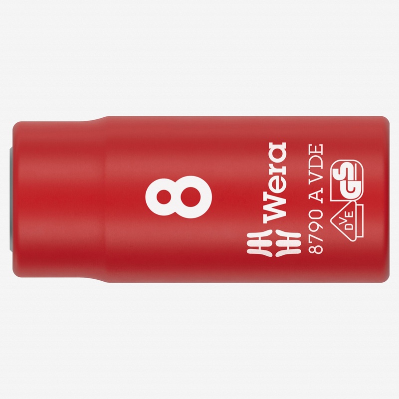 Wera 005935 VDE Insulated 8.0 mm Outside Hex Zyklop Socket, 1/4" Drive, 6-point