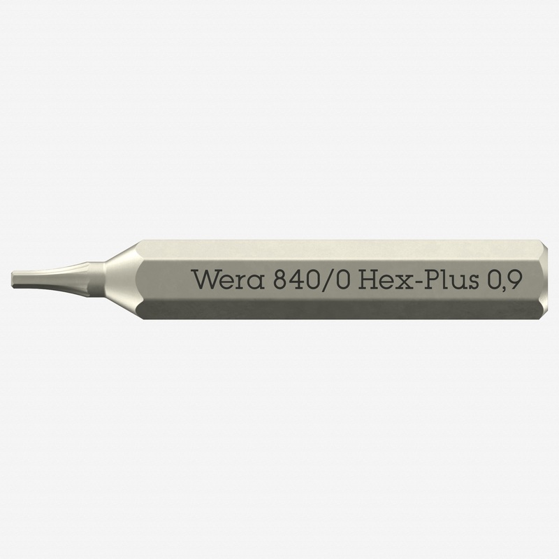 Wera 058108 Micro Bit for 0.9 mm  Inside Hex Screws, 4 mm Hex Drive