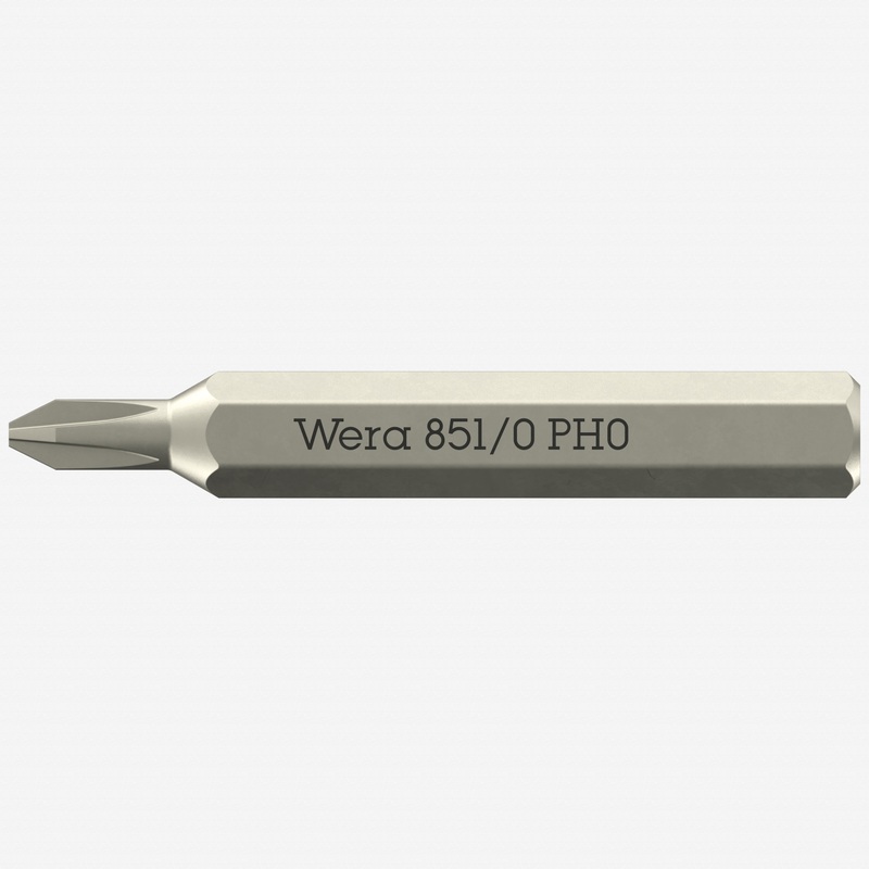 Wera 058121 Micro Bit for Phillips Screws, PH0 x 30 mm, 4 mm Hex Drive