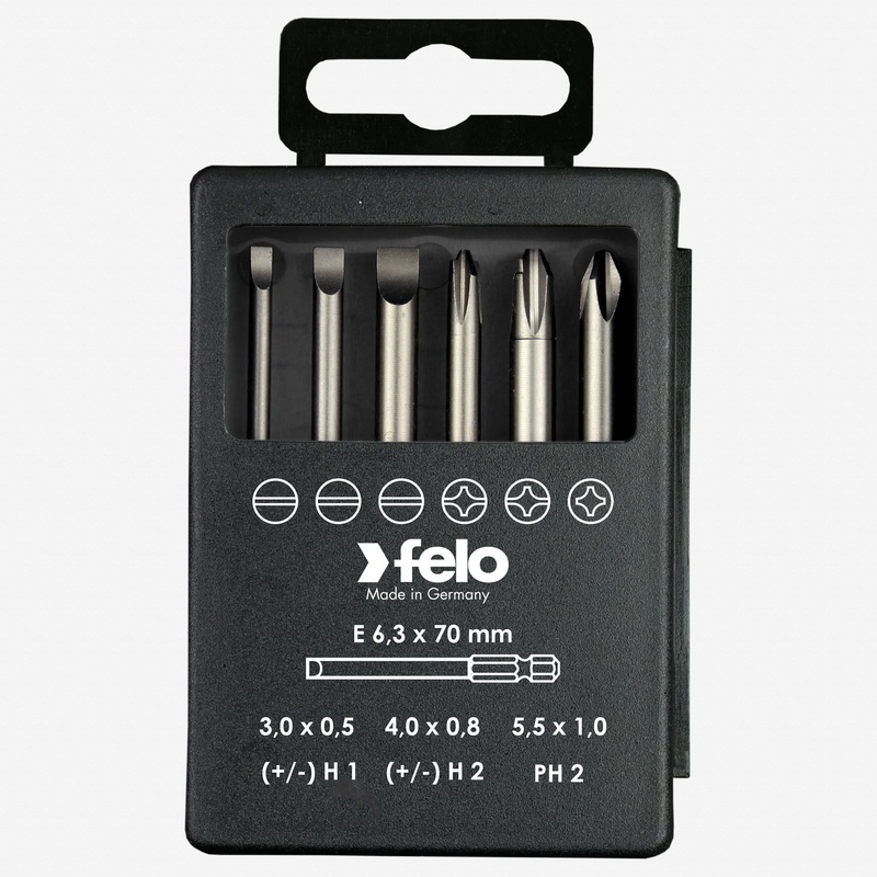 Felo Profi Bit Box 6 bits x 73 mm, Slotted, Phillips/Slotted, Phillips