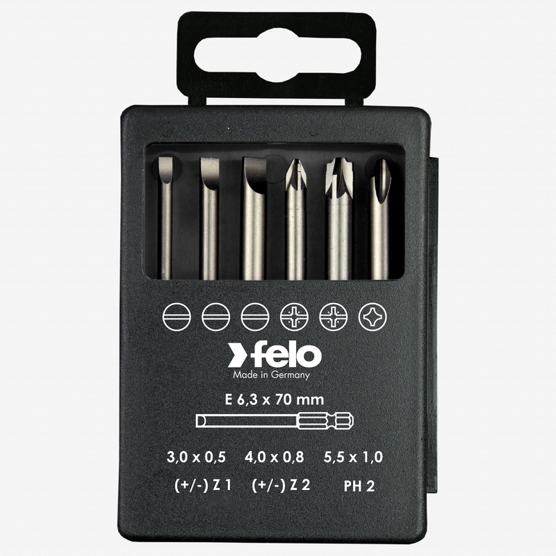 Felo Profi Bit Box 6 bits x 73 mm, Slotted, Pozidriv/Slotted, Phillips