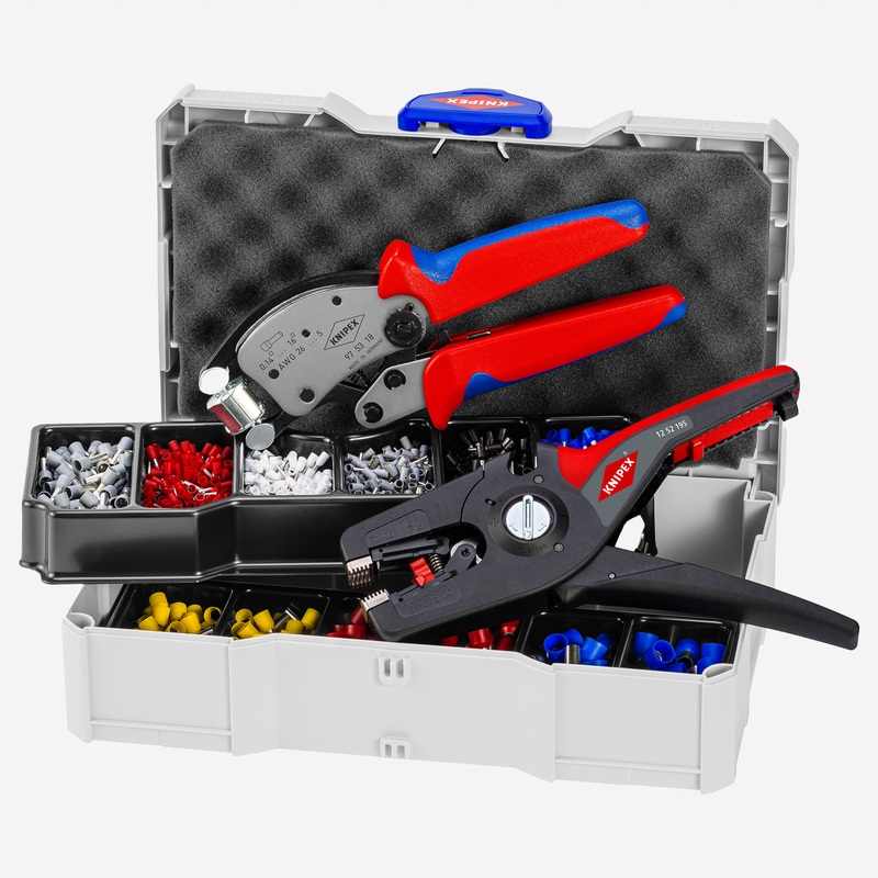 Knipex Crimp Assortment Set for Wire Ferrules with Twistor Crimping Pliers and PreciStrip Stripper