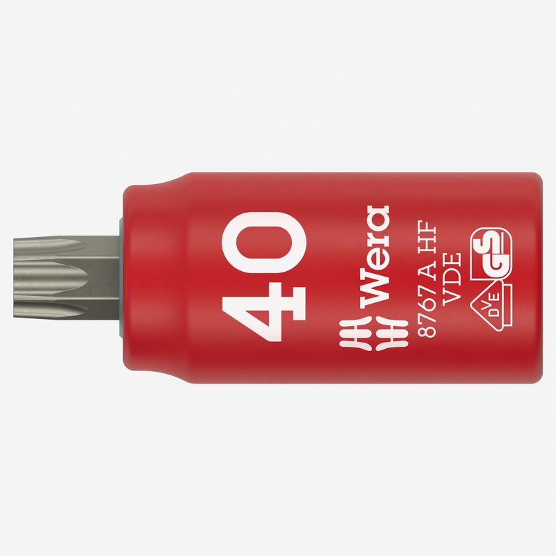 Wera 005926 VDE Insulated T40 Torx Zyklop Bit Socket, 1/4" Drive, with Holding Function