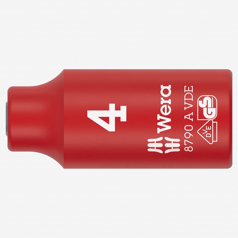 Wera 005930 VDE Insulated 4.0 mm Outside Hex Zyklop Socket, 1/4" Drive, 6-point