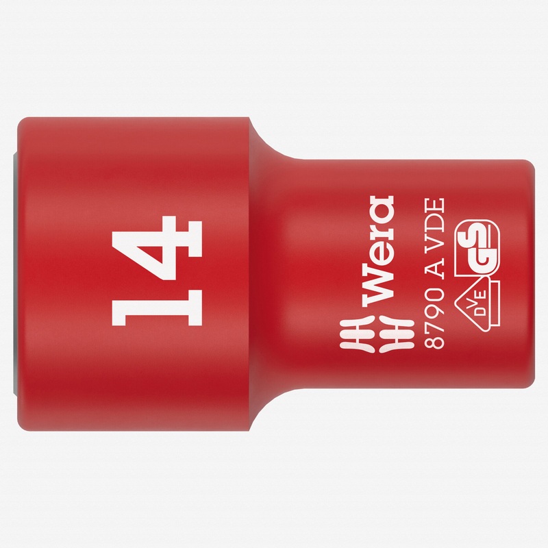 Wera 005940 VDE Insulated 14.0 mm Outside Hex Zyklop Socket, 1/4" Drive, 6-point