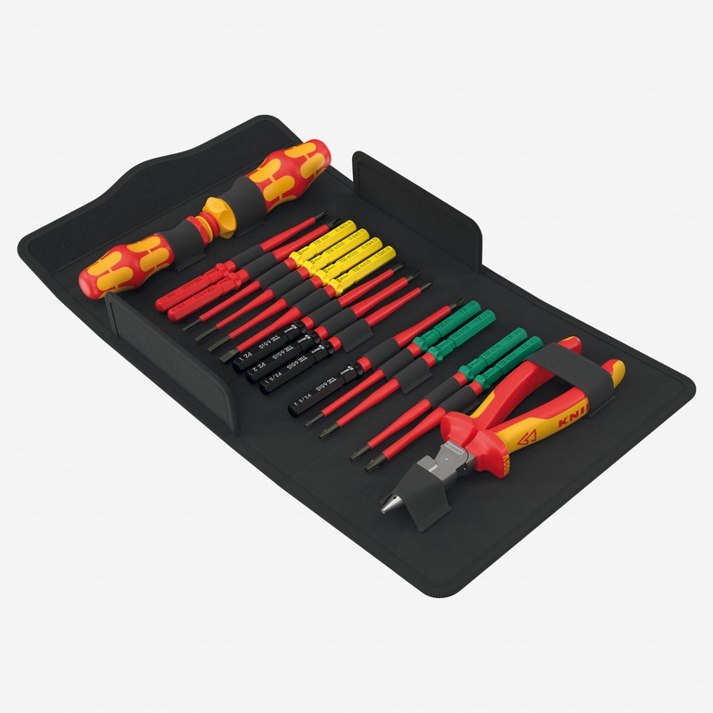 Wera 006610 Kraftform Kompakt VDE 17 Extra Slim Ratcheting Screwdriver Set with Pliers, 17 Pieces