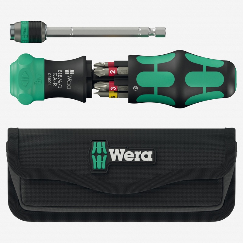 Wera 051515 Kraftform Kompakt 25 RA-R Ratcheting Bitholder with Pouch, 7 Pieces