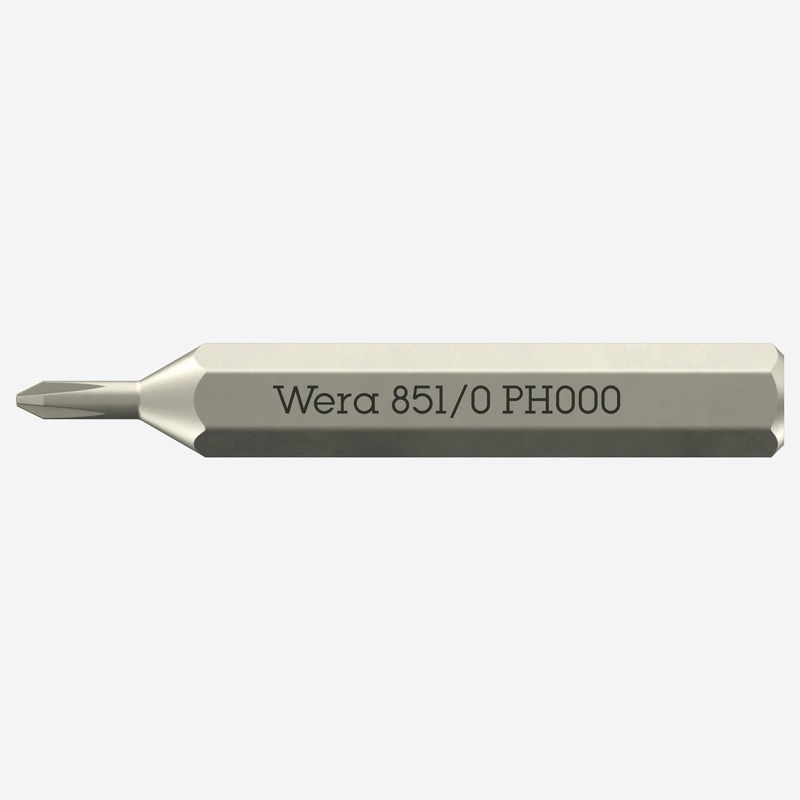 Wera 058119 Micro Bit for Phillips Screws, PH000 x 30 mm, 4 mm Hex Drive
