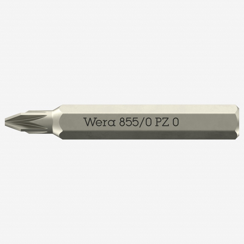 Wera 058140 Micro Bit for Pozidriv Screws, PZ0  x 30 mm, 4 mm Hex Drive