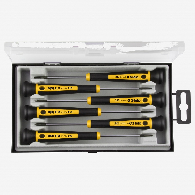 Felo Precision Screwdriver Set, Slotted, Phillips, Pentalobe, Y-type, 6 Pieces