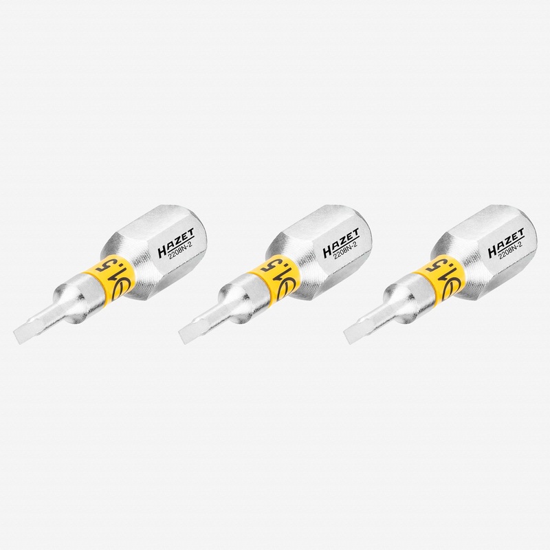Hazet 2208N-2/3 0.4 x 1.5 x 89 mm Slotted Torsion Bit, 1/4" Drive, 3 Pieces