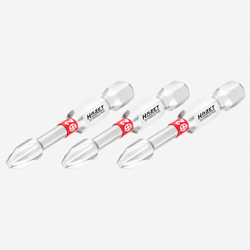 Hazet 2215NSLG-PH2/3 Phillips #2 x 50 mm Torsion Bit, 3 Pieces