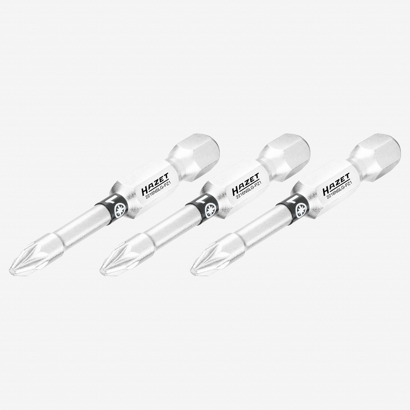 Hazet 2216NSLG-PZ1/3 Pozidriv #1 x 50 mm Torsion Bit, 3 Pieces